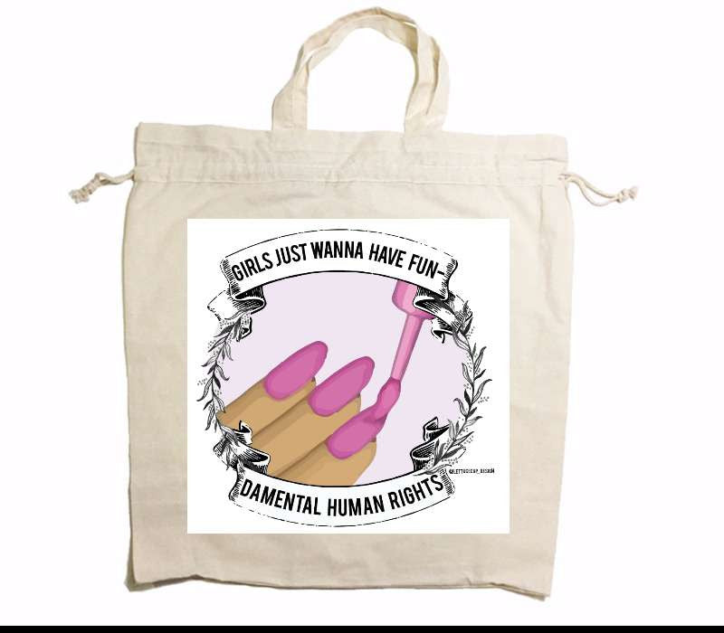 Custom Drawstring Tote Bag Cotton Calico