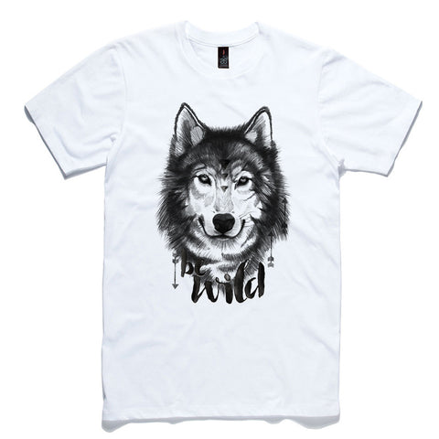 Be Wild Wolf White 100% Cotton T-Shirt