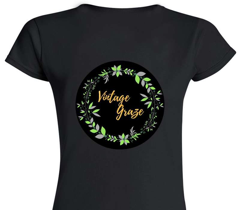 Custom Womens Soft Style 100% Cotton Black T-Shirt