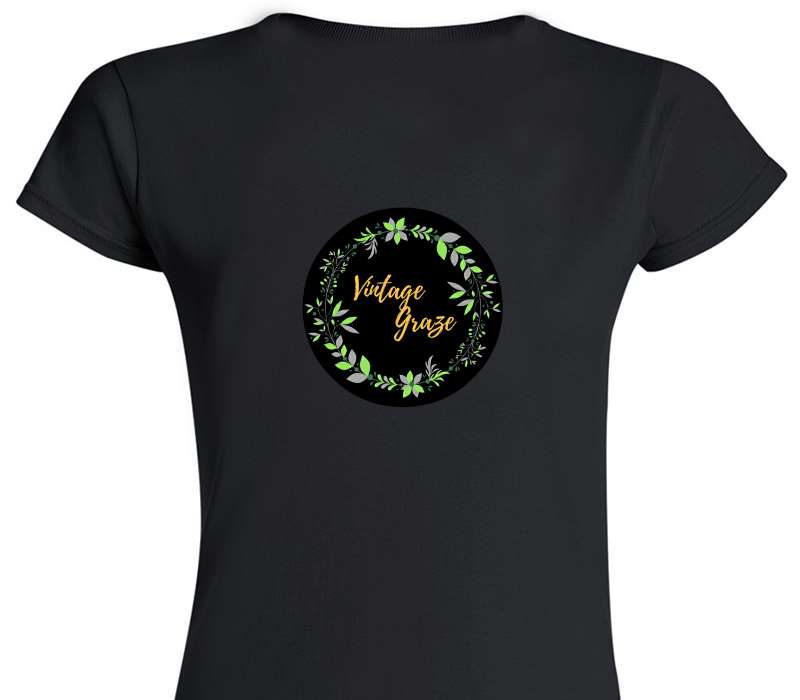 Custom Womens Soft Style 100% Cotton Black T-Shirt