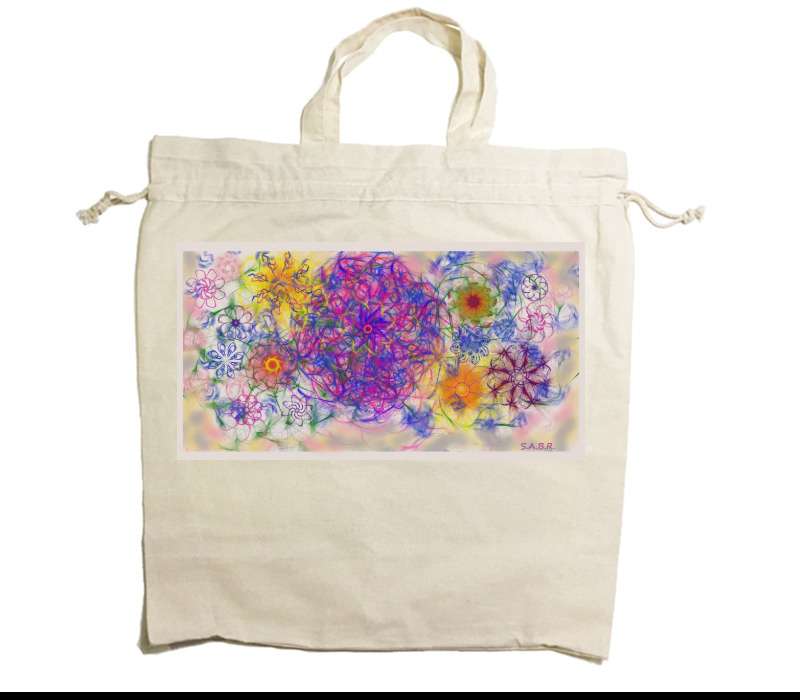Custom Drawstring Tote Bag Cotton Calico