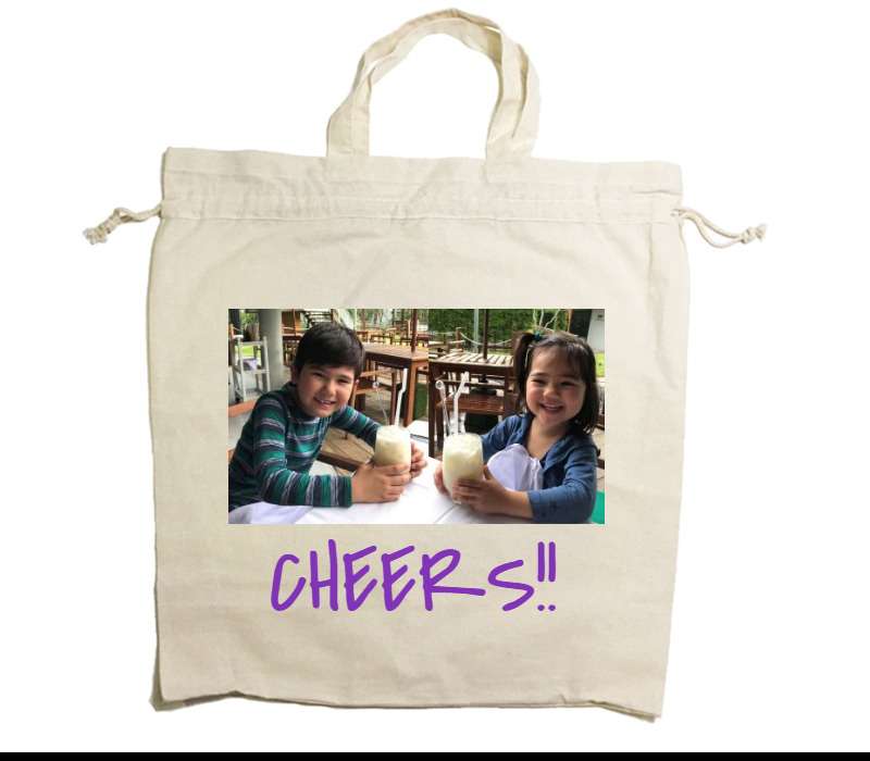 Custom Drawstring Tote Bag Cotton Calico