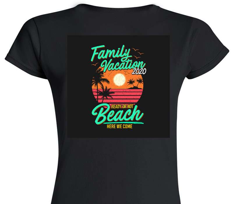 Custom Womens Soft Style 100% Cotton Black T-Shirt
