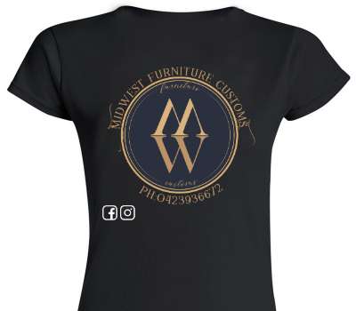 Custom Womens Soft Style 100% Cotton Black T-Shirt