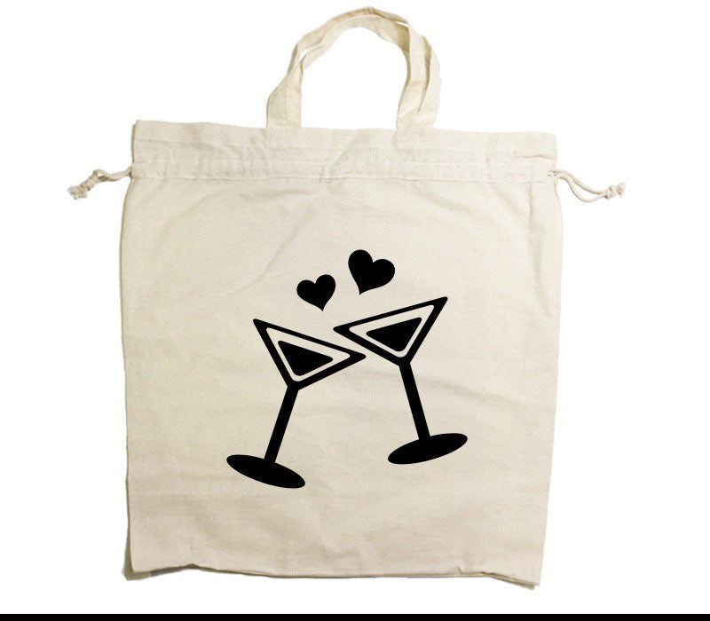 Custom Drawstring Tote Bag Cotton Calico