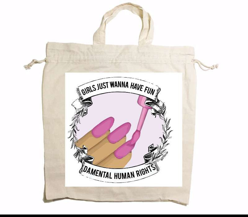 Custom Drawstring Tote Bag Cotton Calico