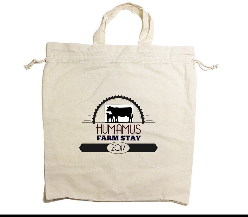 Custom Drawstring Tote Bag Cotton Calico