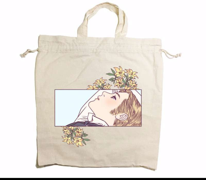 Custom Drawstring Tote Bag Cotton Calico