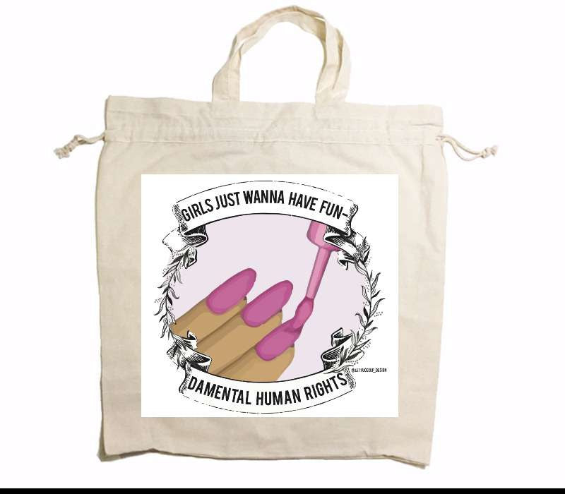 Custom Drawstring Tote Bag Cotton Calico
