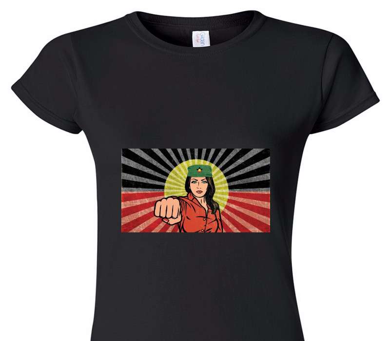 Custom Womens Soft Style 100% Cotton Black T-Shirt
