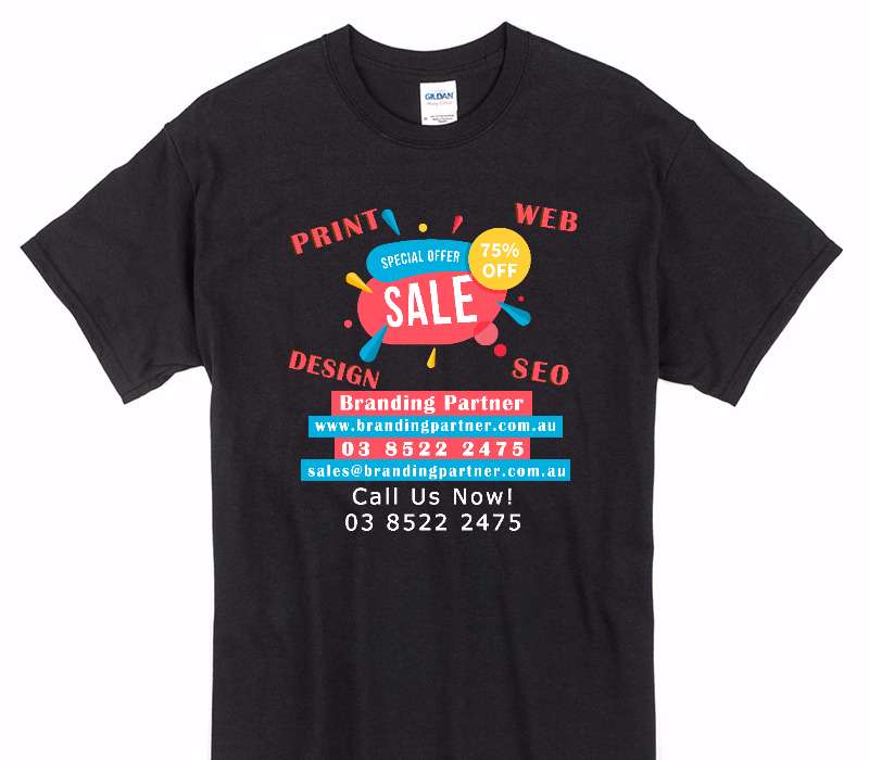 Custom Gildan 100% Cotton Black T-Shirt