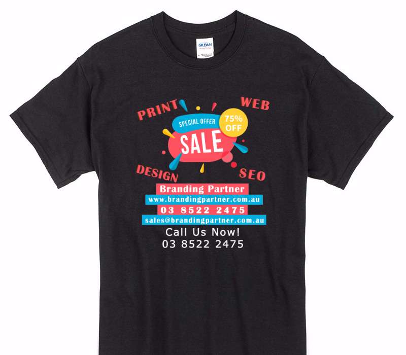 Custom Gildan 100% Cotton Black T-Shirt