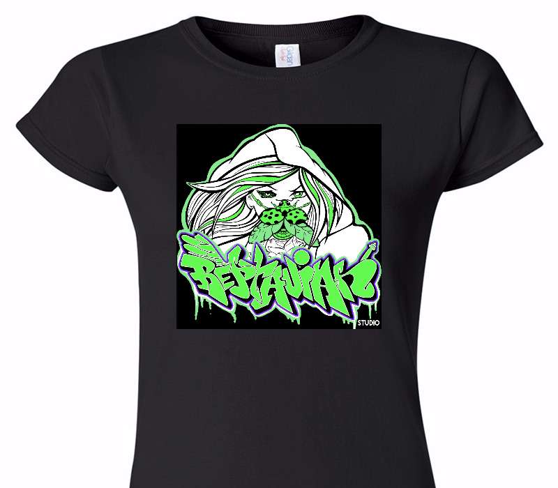 Custom Womens Soft Style 100% Cotton Black T-Shirt