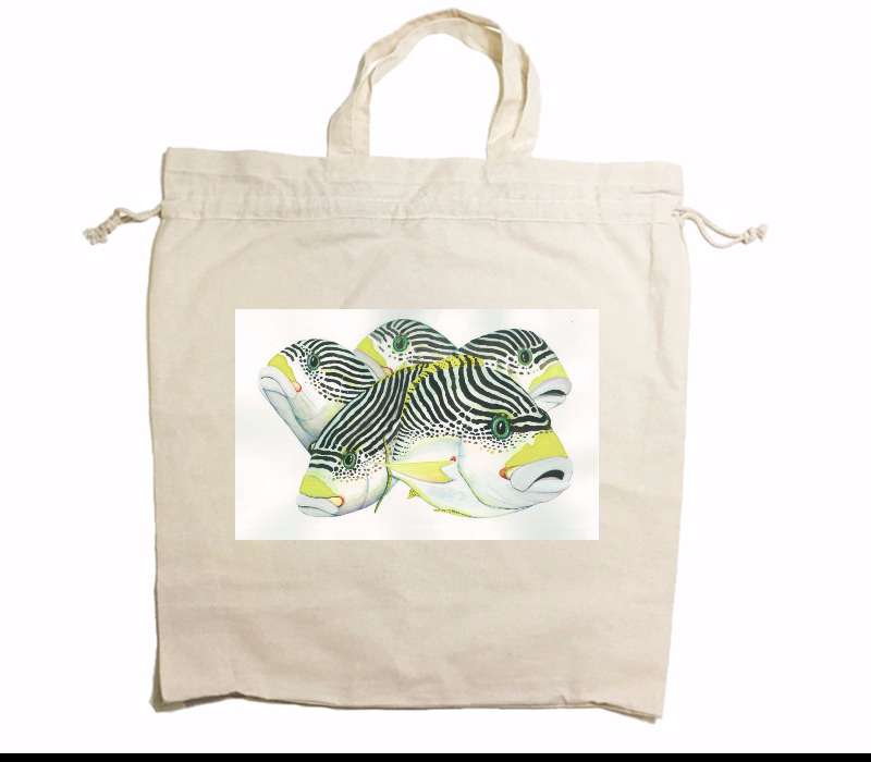Custom Drawstring Tote Bag Cotton Calico