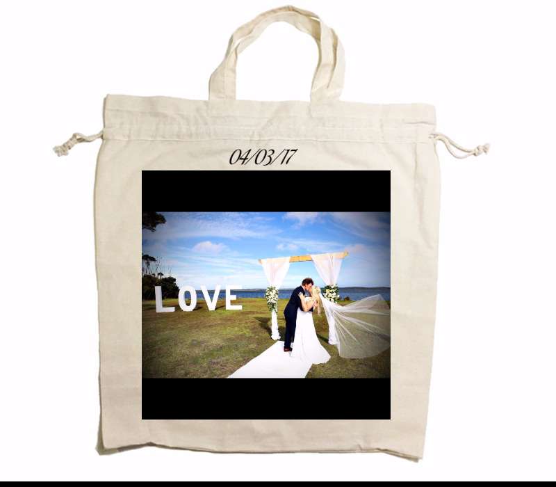 Custom Drawstring Tote Bag Cotton Calico
