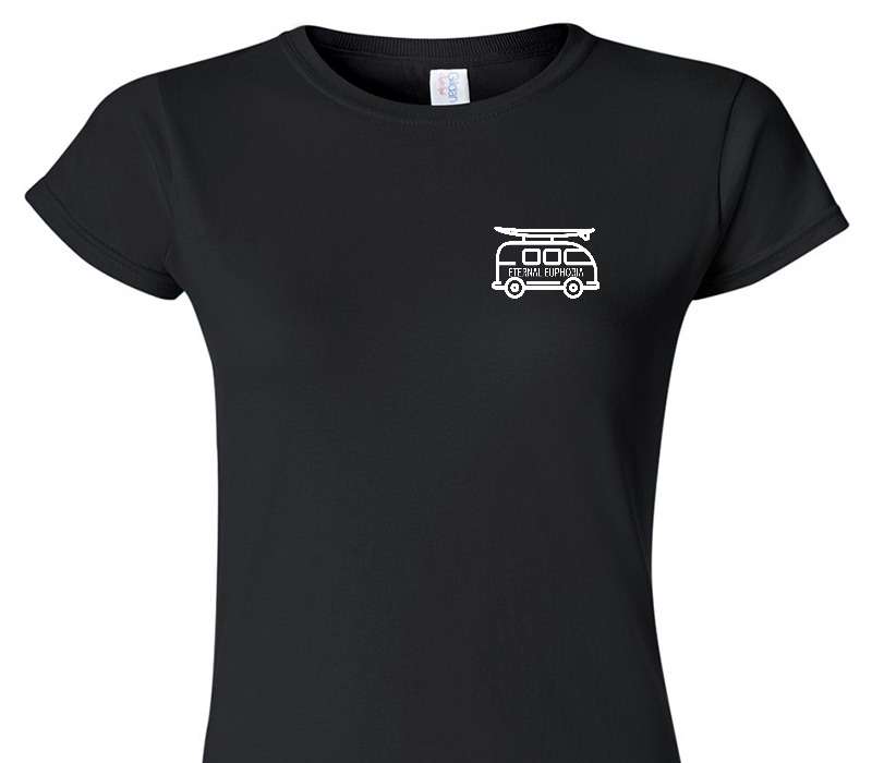 Custom Womens Soft Style 100% Cotton Black T-Shirt