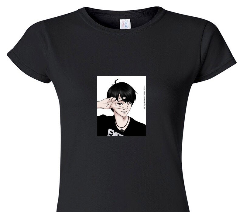 Custom Womens Soft Style 100% Cotton Black T-Shirt