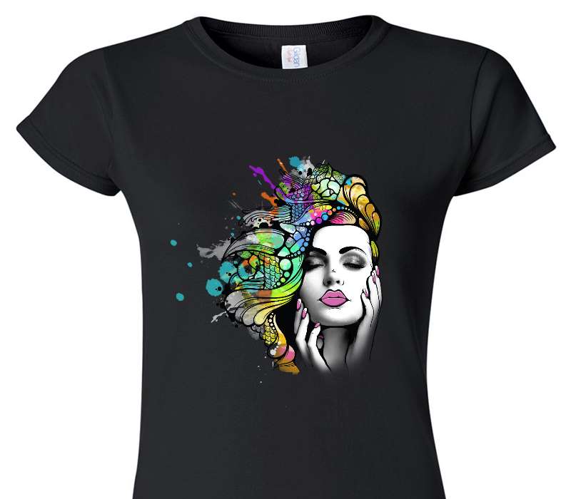 Custom Womens Soft Style 100% Cotton Black T-Shirt