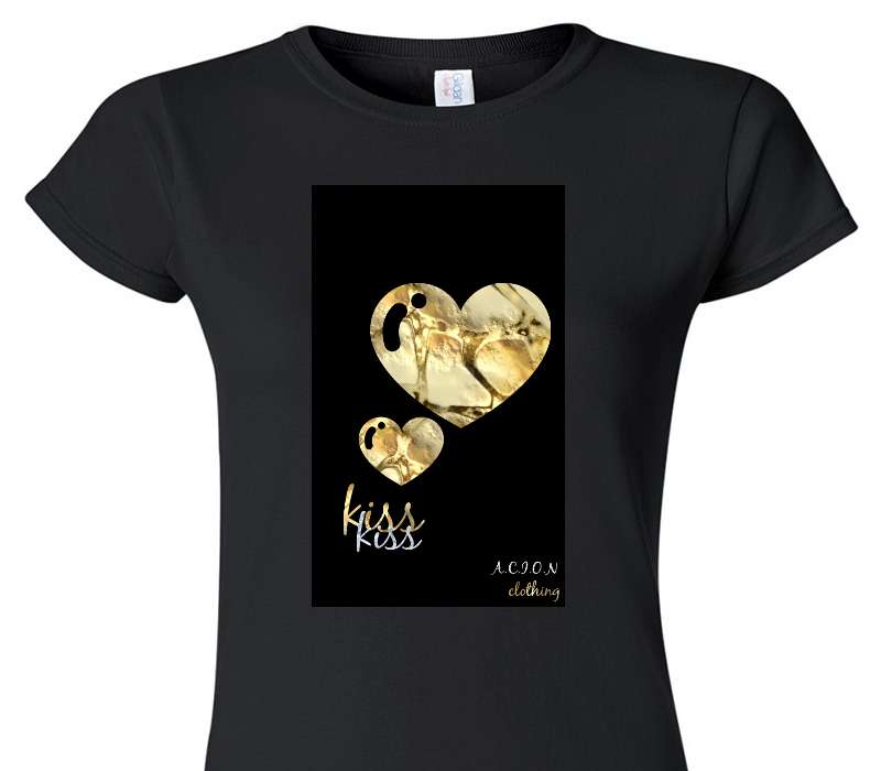 Custom Womens Soft Style 100% Cotton Black T-Shirt