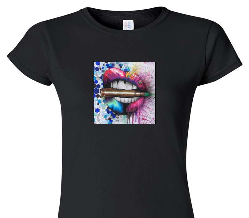 Custom Womens Soft Style 100% Cotton Black T-Shirt