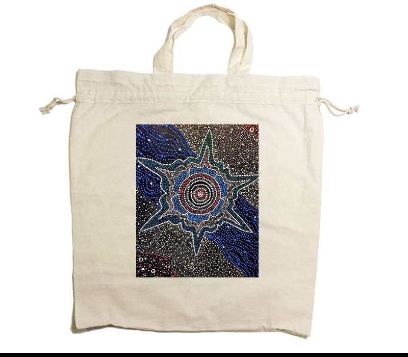 Custom Drawstring Tote Bag Cotton Calico