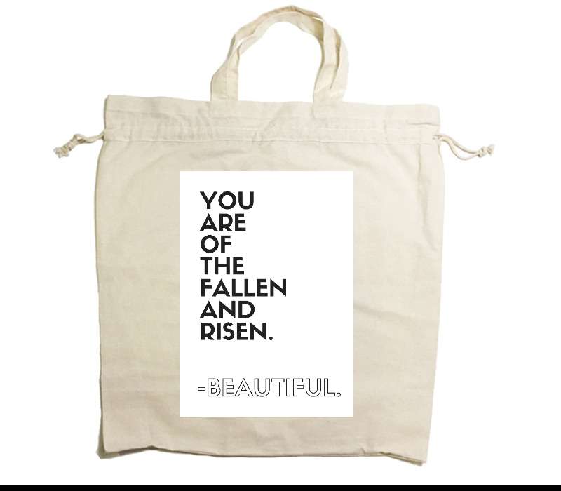 Custom Drawstring Tote Bag Cotton Calico