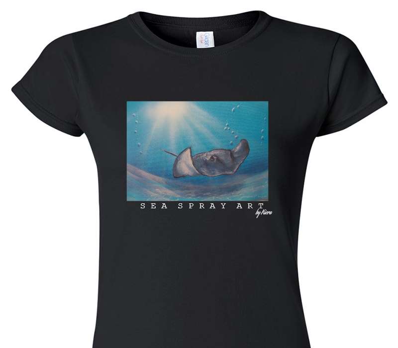 Custom Womens Soft Style 100% Cotton Black T-Shirt