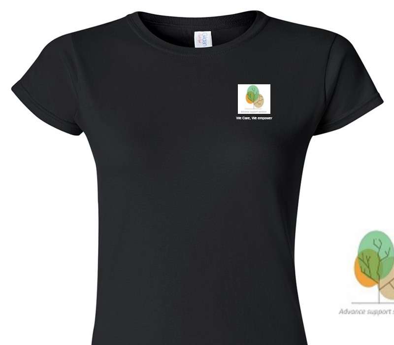 Custom Womens Soft Style 100% Cotton Black T-Shirt