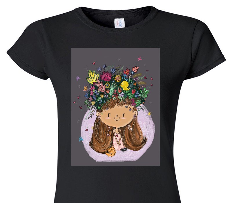 Custom Womens Soft Style 100% Cotton Black T-Shirt
