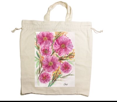 Custom Drawstring Tote Bag Cotton Calico