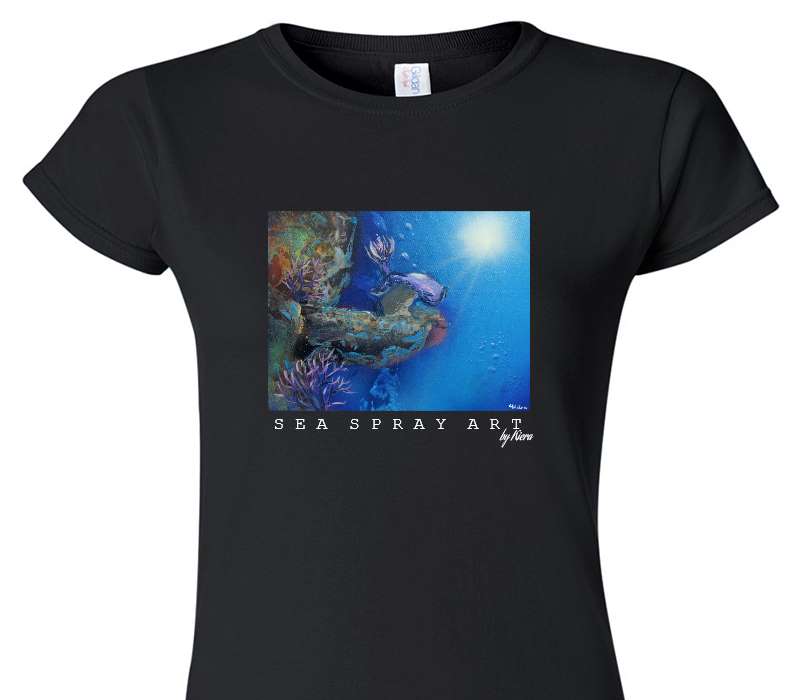 Custom Womens Soft Style 100% Cotton Black T-Shirt