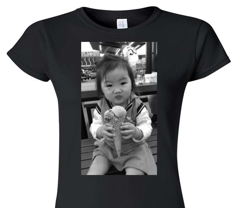 Custom Womens Soft Style 100% Cotton Black T-Shirt