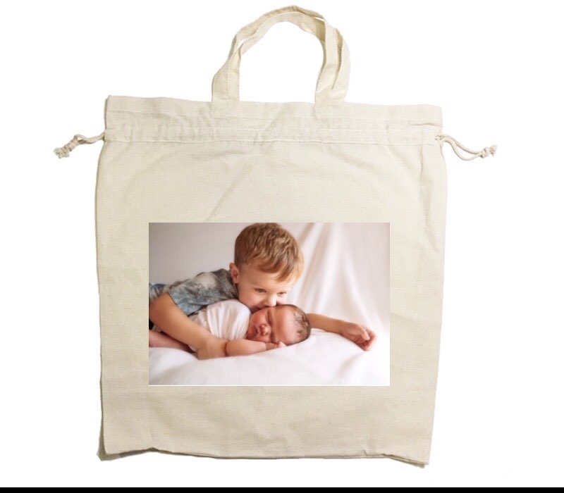 Custom Drawstring Tote Bag Cotton Calico