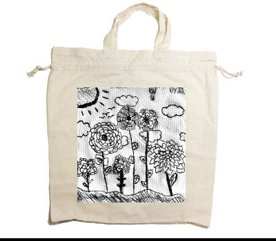 Custom Drawstring Tote Bag Cotton Calico