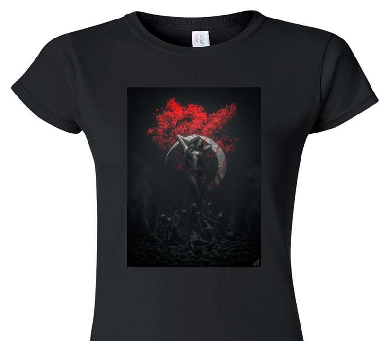 Custom Womens Soft Style 100% Cotton Black T-Shirt