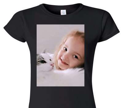 Custom Womens Soft Style 100% Cotton Black T-Shirt
