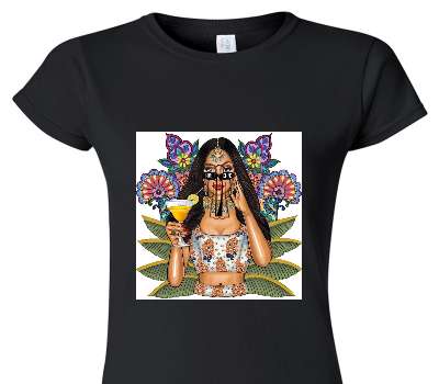 Custom Womens Soft Style 100% Cotton Black T-Shirt