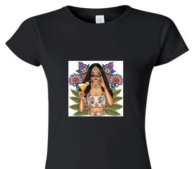 Custom Womens Soft Style 100% Cotton Black T-Shirt