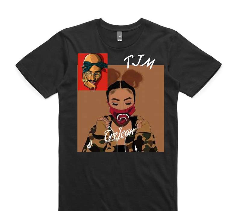 Custom AS Colour 100% Cotton Black T-Shirt