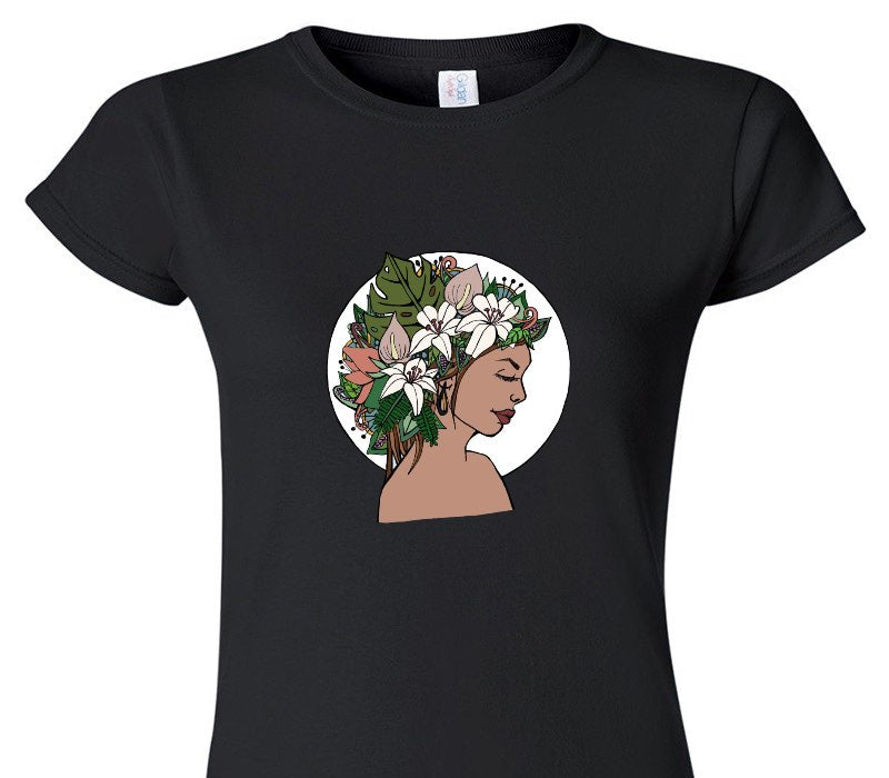 Custom Womens Soft Style 100% Cotton Black T-Shirt