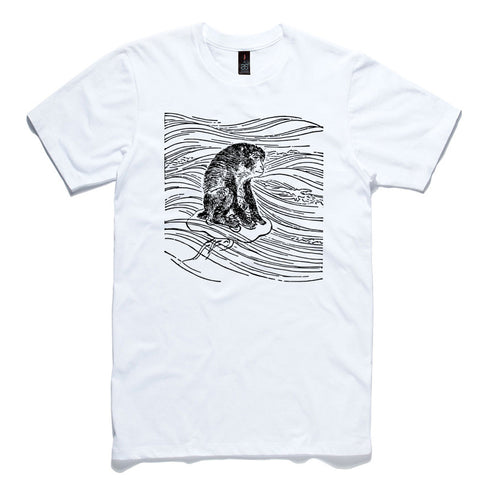 Monkey Riding A Jellyfish White 100% Cotton T-Shirt