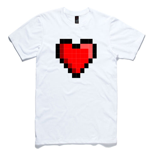 Pixel Heart White 100% Cotton T-Shirt