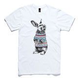 Rabbit Jumper White 100% Cotton T-Shirt