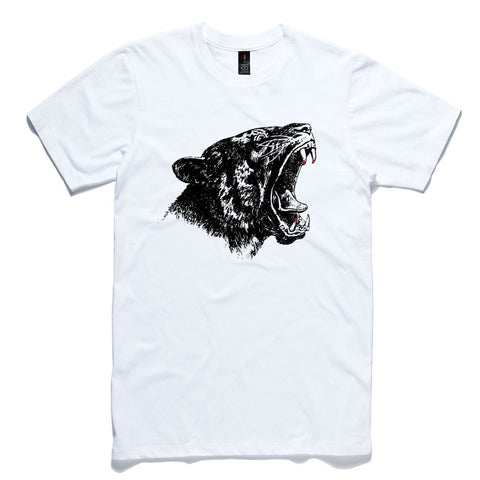 Tiger Head White 100% Cotton T-Shirt