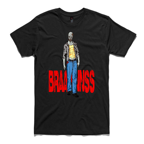 Zombie Brains Black 100% Cotton T-Shirt